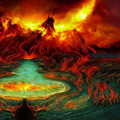 Prompt: A stunning digital masterpiece of hell