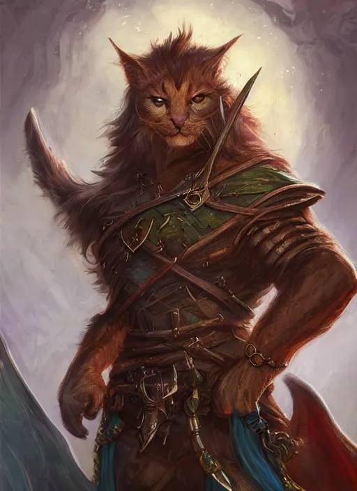 Image similar to catperson, ultra detailed fantasy, dndbeyond, bright, colourful, realistic, dnd character portrait, full body, pathfinder, pinterest, art by ralph horsley, dnd, rpg, lotr game design fanart by concept art, behance hd, artstation, deviantart, hdr render in unreal engine 5