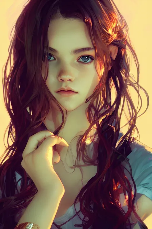 Prompt: portrait of barbara palvin, ambient lighting, 4 k, ilya kuvshinov, rossdraws, alphonse mucha, jung gi kim, artstation