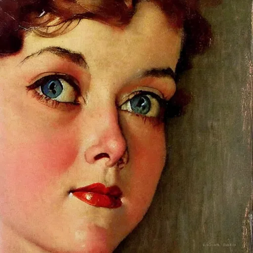 Prompt: portrait of a woman's eye with warm eyes, beautiful and elegant, warm and seductive ， detailed depiction, norman rockwell, jacob collins, tom lovell, frank school