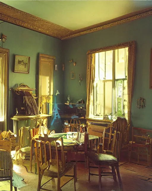 Prompt: the interior of a house in devonshire, painterly, offset printing technique, photographed on kodachrome by brom, robert henri, walter popp, cinematic lighting, various refining methods, micro macro autofocus, ultra definition, award winning photo