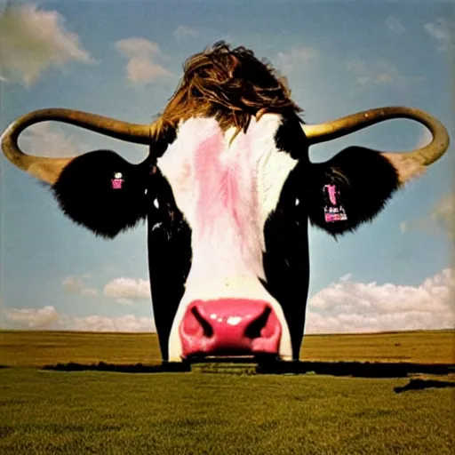 Image similar to Atom Heart Mother flying cow by Pink Floyd