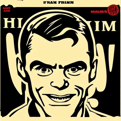 Image similar to individual smiling handsome alan turing silk screen butcher billy style