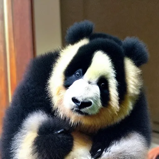 Image similar to the fluffiest featheriest parrot panda ever