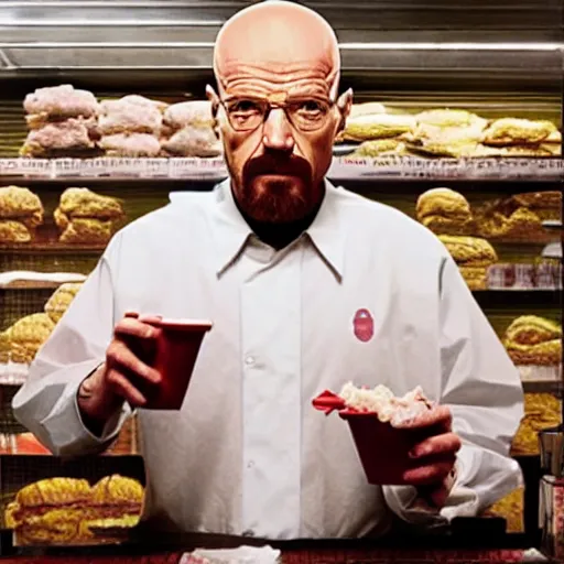 Prompt: Walter White working at Los Pollos Hermanos