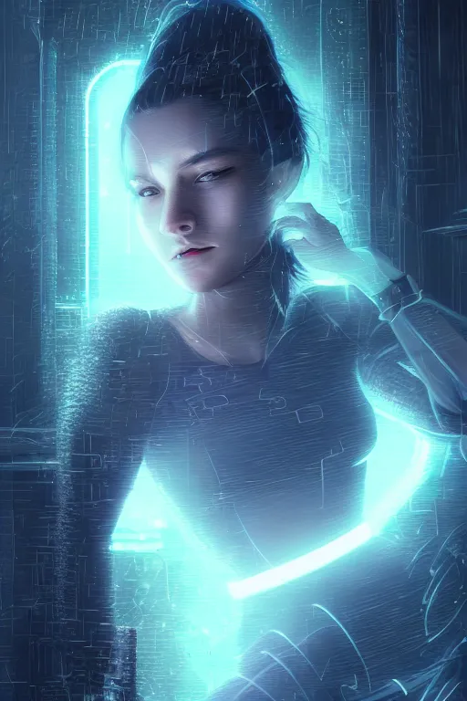 Image similar to portrait futuristic talented cyberpunk female Alchemist, in futuristic stormy heavy snowy thunder tokyo rooftop Enchantment cyberpunk night, ssci-fi, fantasy, intricate, very very beautiful, elegant, neon light, highly detailed, digital painting, artstation, concept art, soft light, hdri, smooth, sharp focus, illustration, art by tian zi and craig mullins and WLOP and alphonse mucha