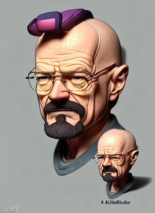 Image similar to cute builder walter white, natural lighting, path traced, highly detailed, high quality, digital painting, by don bluth and ross tran and studio ghibli and alphonse mucha, artgerm