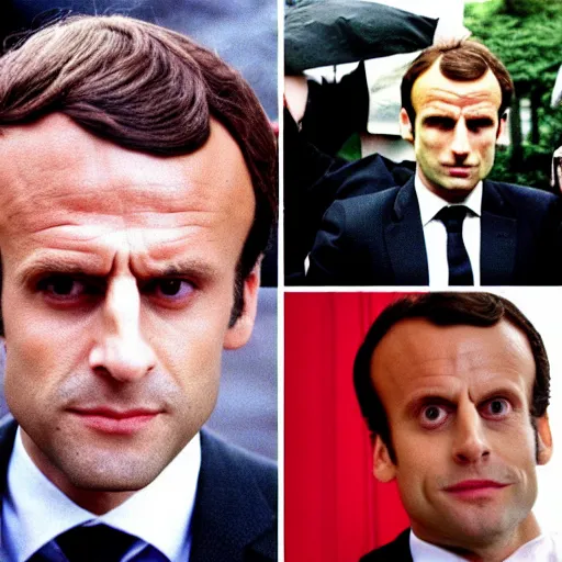 Image similar to Emmanuel Macron disguised as a macaron in American Psycho (1999)