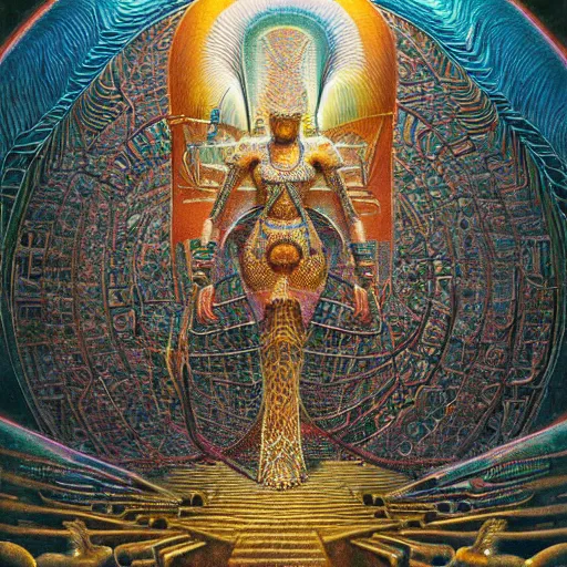 Image similar to intricate detailed, gilbert williams, aaliyah queen akasha halls of amenti, thoth, tehuti, lemuria, agartha,