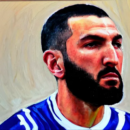 Prompt: Karim benzema, oil painting