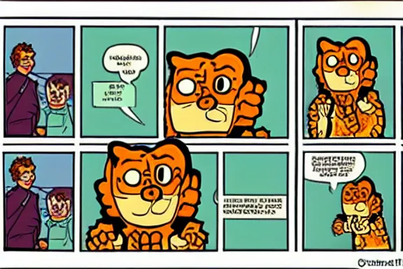 Image similar to a very intricate garfield comic starring garfield, award - winning crisp details