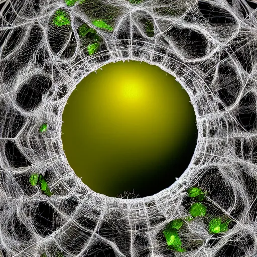 Prompt: Araniella cucurbitina sitting in its orb web, digital art CGSociety