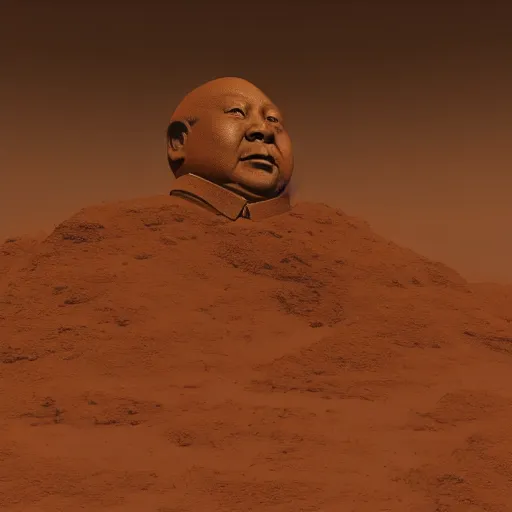 Prompt: a photo of mao zedong's sculpture on mars a made of resin, dramatic lighting, unreal engine 5 highly rendered, radiant light, detailed and intricate environment, wide angle, cinematic lighting