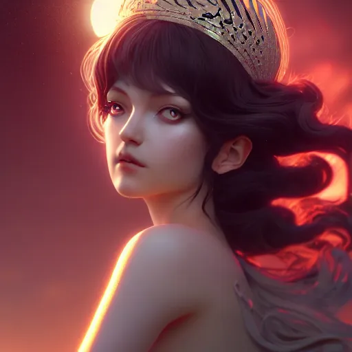 Image similar to goddess of time by tom bagshaw, gold eyes and silver wavy hair by ilya kuvshinov, rtx reflections, octane render 1 2 8 k, extreme high intricate details by wlop, digital anime art by ross tran, wide shot, close up shot, composition by sana takeda, dramatic lighting by greg rutkowski