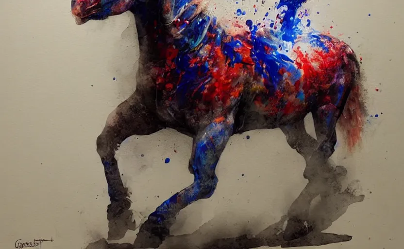 Prompt: a painting of pepsihorse trending on artstation in the style of greg rutkowski, 3 d, watercolor, beautiful, horse, pepsi