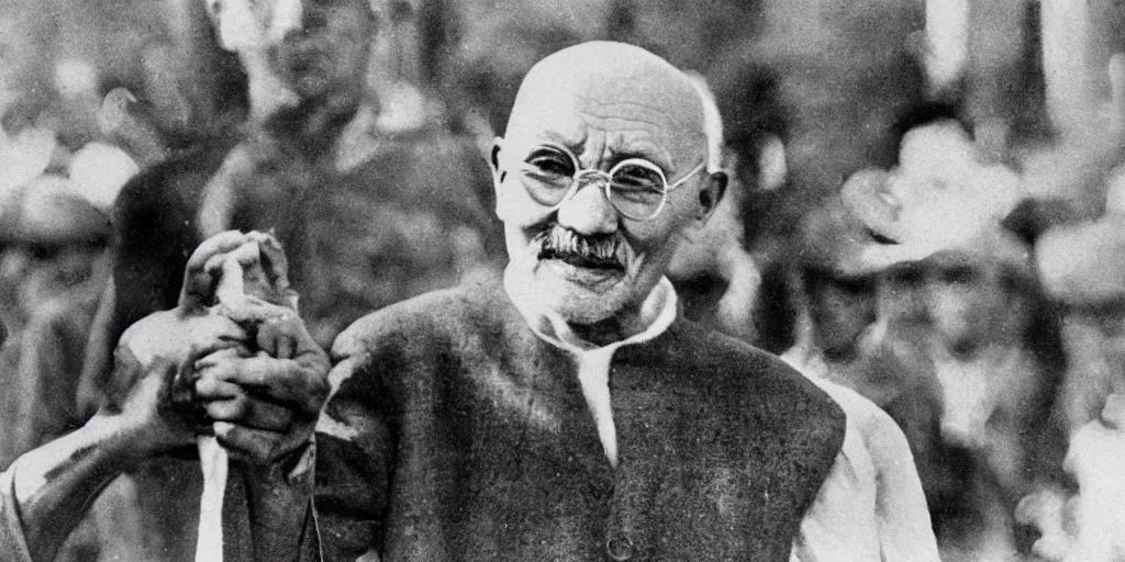 Prompt: ghandi is the crime overlord