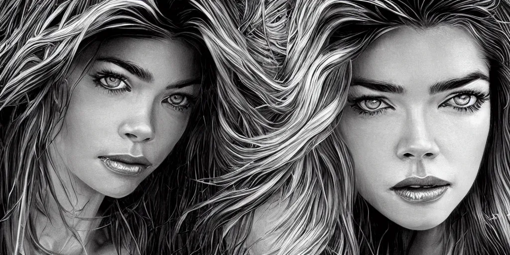 Image similar to hyperrealistic photography of a highly detailed and symmetrical gorgeous denise richards in the style of jin kagetsu, james jean and wlop, highly detailed, face symmetry, highly realistic hands, masterpiece, award - winning, sharp focus, intricate concept art, ambient lighting, 8 k, artstation