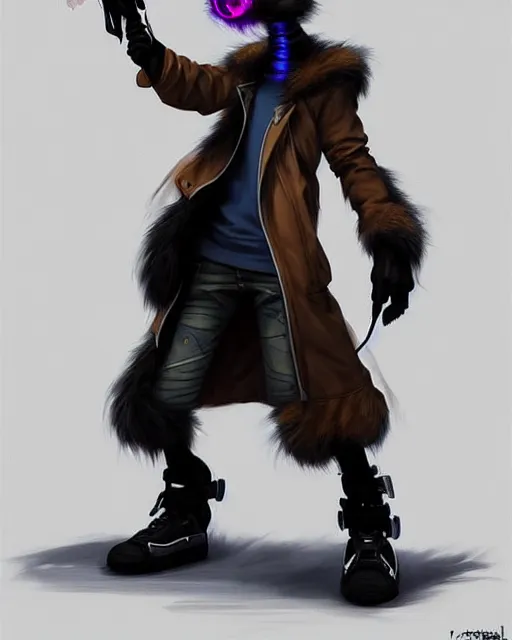 Image similar to character concept art of a cute young male anthropomorphic cyberpunk furry | | cute - fine - face, pretty face, key visual, realistic shaded perfect face, fine details by stanley artgerm lau, wlop, rossdraws, james jean, andrei riabovitchev, marc simonetti, and sakimichan, trending on artstation