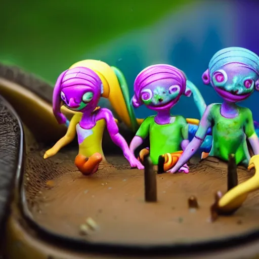 Prompt: a beautiful photo of baby aliens having fun at a playground, very detailed, masterpiece, photorealistic