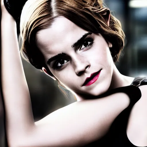 Prompt: Emma Watson as Catwoman, XF IQ4, f/1.4, ISO 200, 1/160s, UHD, microdetails, Sense of Depth, color and contrast corrected, AI enhanced, HDR, in-frame