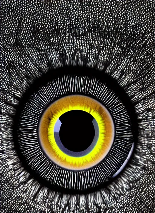 Image similar to macro human eyes!, black centered dot pupil, circle iris ring, happy smiling human eyes, round iris textures, eyelashes, tired half closed, advanced art, art styles mix, from wikipedia, wet eye relections, hd macro photograph, montage of grid shapes