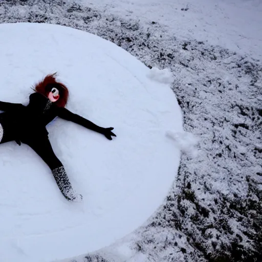 Image similar to lady gaga making a snow angel