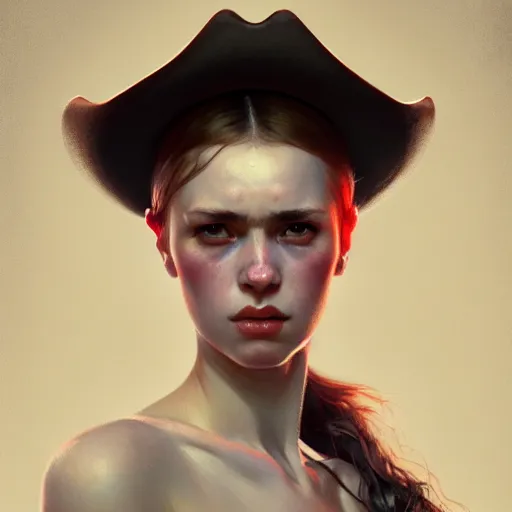 Prompt: young angry woman, beautiful girl, full body, no hair, cowboy hat, realistic, serov, surikov, vasnetsov, repin, kramskoi, insanely detailed, charlie bowater, tom bagshaw, high resolution, octane rendered, unreal engine, illustration, trending on artstation, masterpiece, 8 k