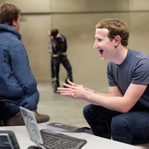 Prompt: Mark Zuckerberg talking to a frog