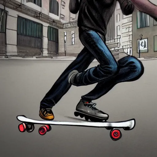 Prompt: Ultra realistic illustration of a skater in the city