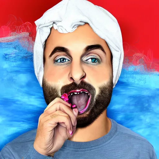 Prompt: trisha paytas eating ethan klein, h3h3, digital art, 4k