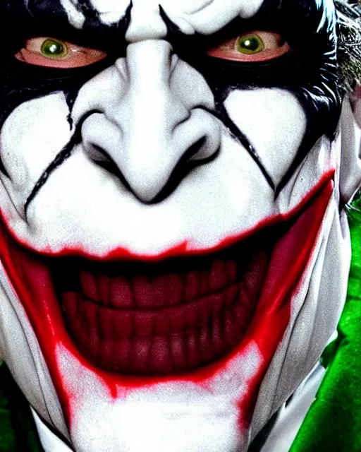 Image similar to Film still close-up shot of Vince McMahon as The Joker from the movie The Dark Knight