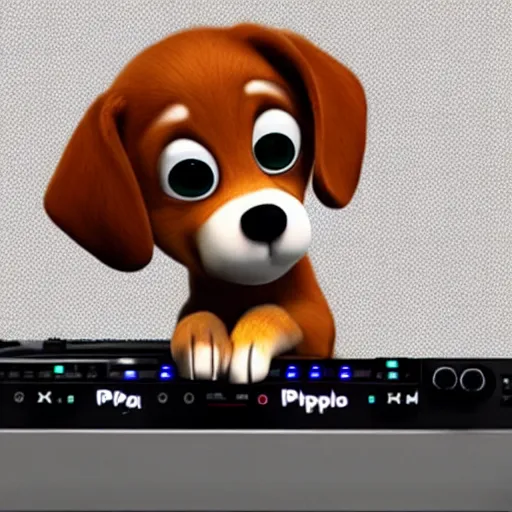 Image similar to puppy as a DJ, 8k, by Pixar