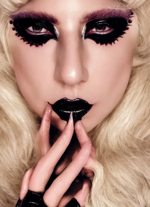 Image similar to lady gaga the fame 2 0 0 8 photoshoot, poker face, just dance, eh eh, aaron fallon, peter henket, highly realistic. high resolution. highly detailed. dramatic. 8 k. 4 k.