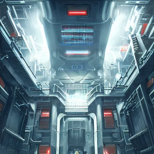 Image similar to imposing cyberbunk bank vault, detailed digital illustration by greg rutkowski, android netrunner