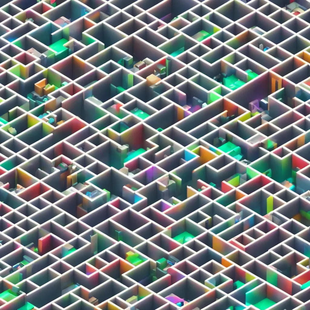 Image similar to wimmelbilder maze made of tetris blocks, unreal engine, octane render, isometric, very sharp