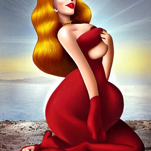 Prompt: jessica rabbit as national geographic afghan girl