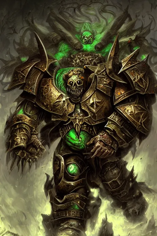 Image similar to chaos space marine, fantasy, warhammer, highly detailed, digital art, sharp focus, trending on art station, nurgle