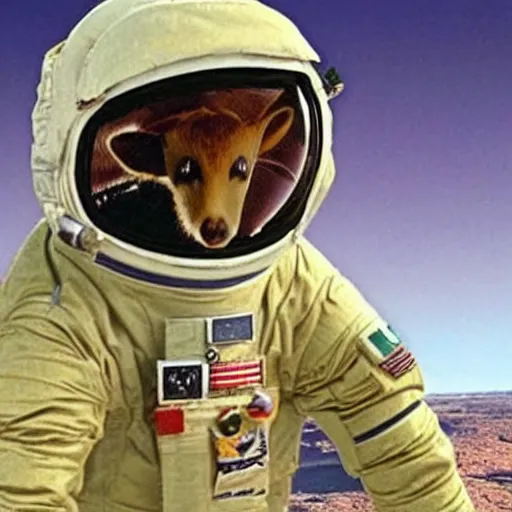 Prompt: aliens look like kangaroo in space suit