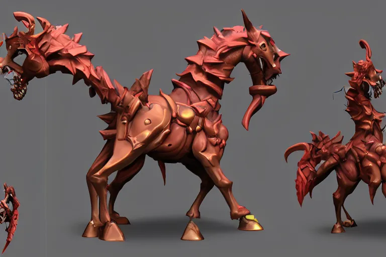 Image similar to 3d sculpt of an evil undead carousel horse, artstaton, League of Legends, overwatch, digital illustration