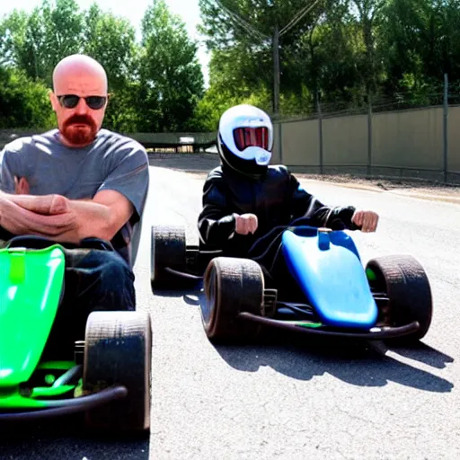 Image similar to Walter White go-karting with Jessie Pinkman