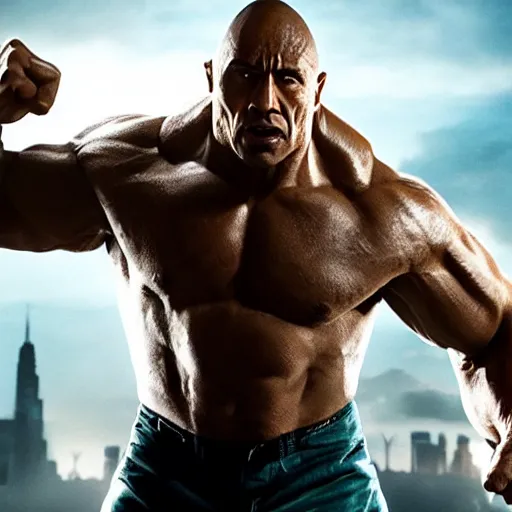 Image similar to The Rock plays the Incredible Hulk in new ultra hd movie, IMAX