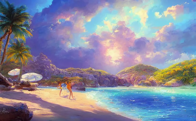 Image similar to paradise cosmic beach by vladimir volegov and raphael lacoste