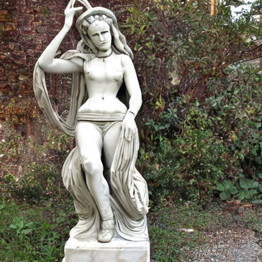 Prompt: Marble statue of a Steampunk girl