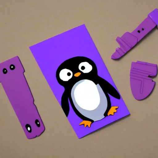 Image similar to 2 d matte purple penguin holding key studio ghibli style