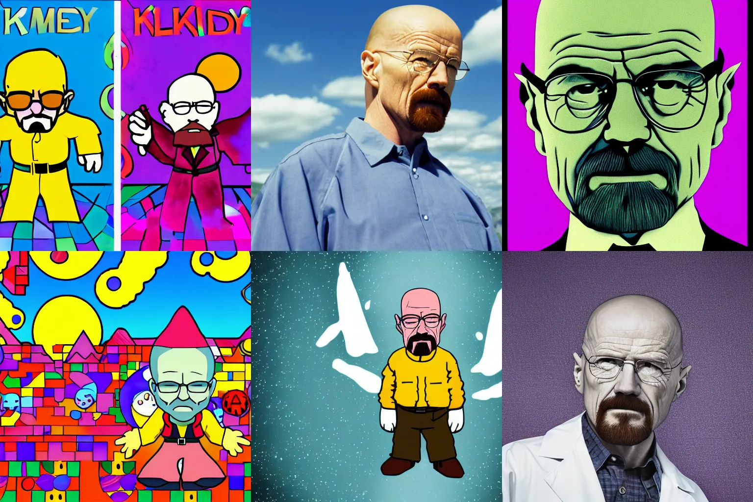 Prompt: Walter White in Kirby's dreamland, photography