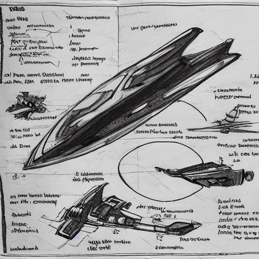 Image similar to sketches of fighting spaceship where other spaceship can land on, full page, technical, detailed