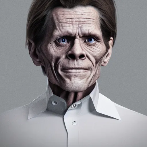 Image similar to william dafoe, dark lighting, uncanny, 8 k, octane render