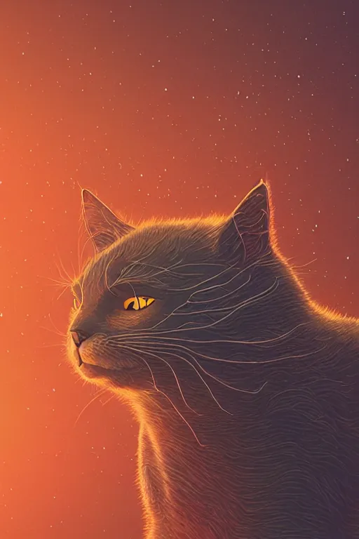 Image similar to demon cat. art by mike winkelmann, sticker, illustration, highly detailed,