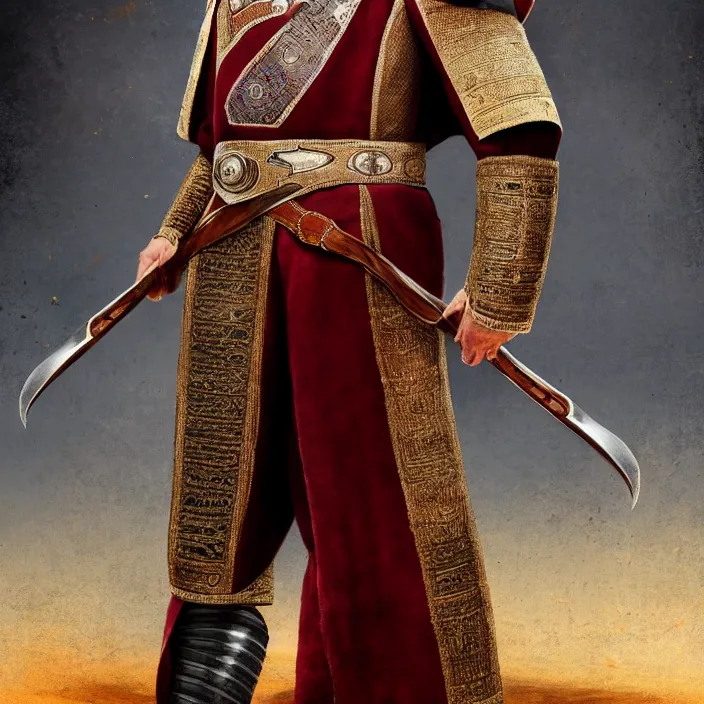 Image similar to full length photo of elon muskas an ottoman warrior, highly detailed, 4 k, hdr, smooth, sharp focus, high resolution, award - winning photo