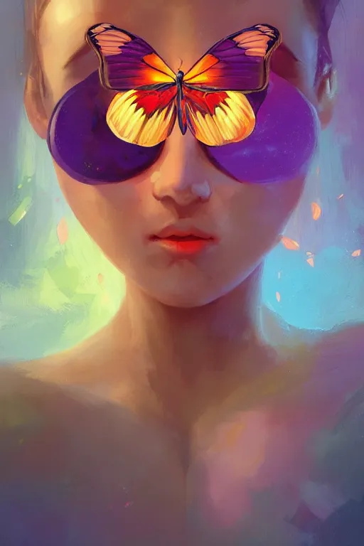 Prompt: portrait of colorful simple butterfly, symmetrical, intricate, elegant, glowing lights, highly detailed, digital painting, artstation, sharp focus, illustration, art by wlop, mars ravelo and greg rutkowski
